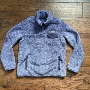 L.L Bean Women’s XS Purple High Pile Pullover Sweatshirt Jacket 1/4 Snaps